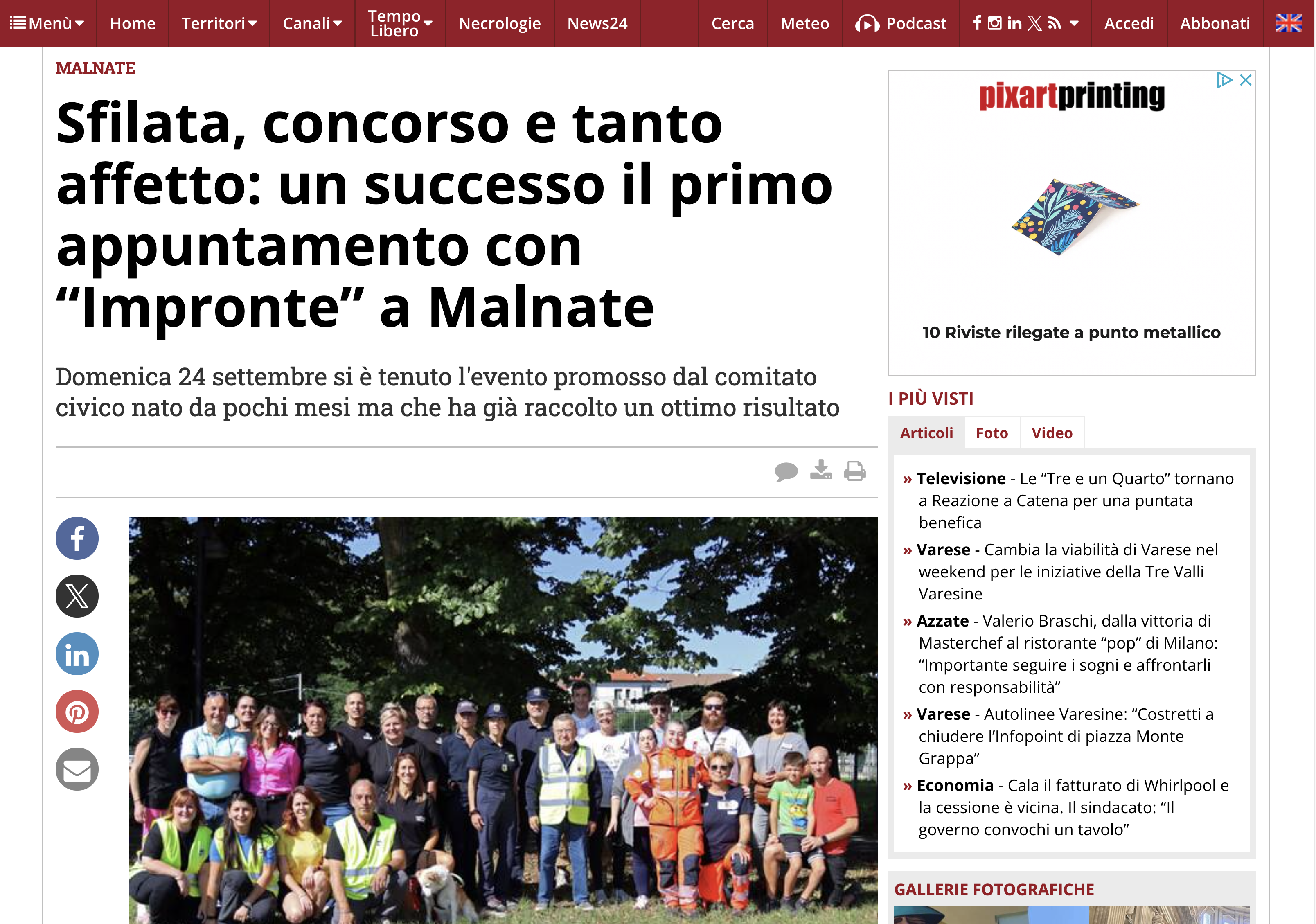 Varesenews articolo su sfilata del 24/09/23 Impronte